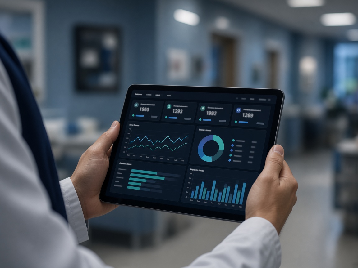 Clinician reviewing a billing dashboard on a tablet